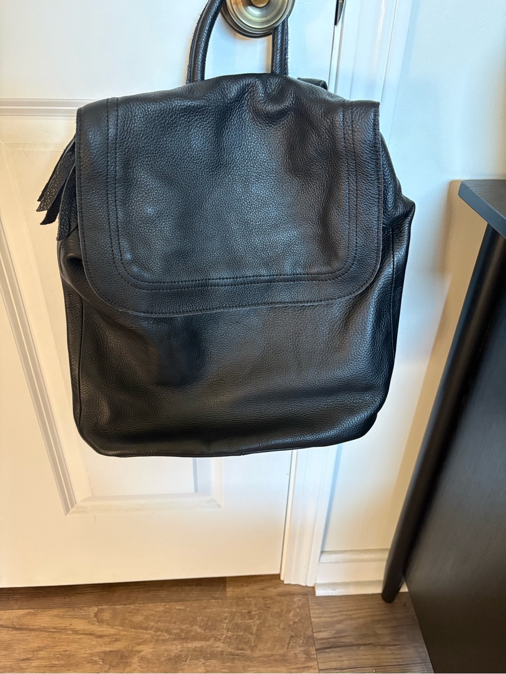 Black Genuine Leather Backpack